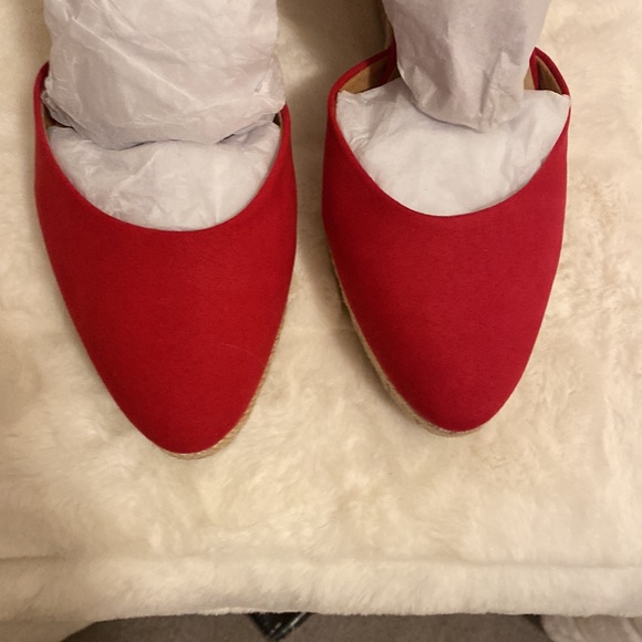 Crown & Ivy Espadrilles New in Box Sz 7.5 Espadrille Wedge Pink Red - Picture 8 of 14